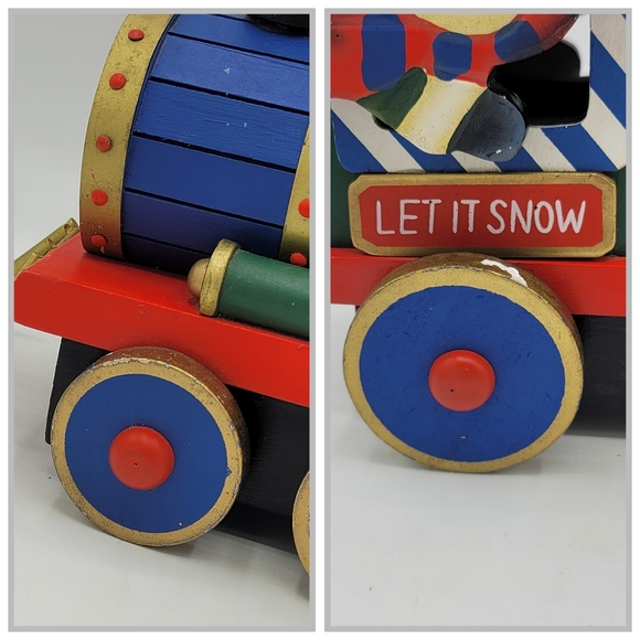 Rustic Wooden Christmas Train Snowman Locomotive Folk Art Holiday Decor 1990s - Picture 14 of 16